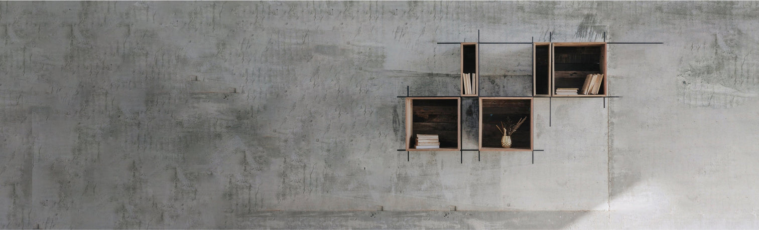 Modern wall shelves with books and decor